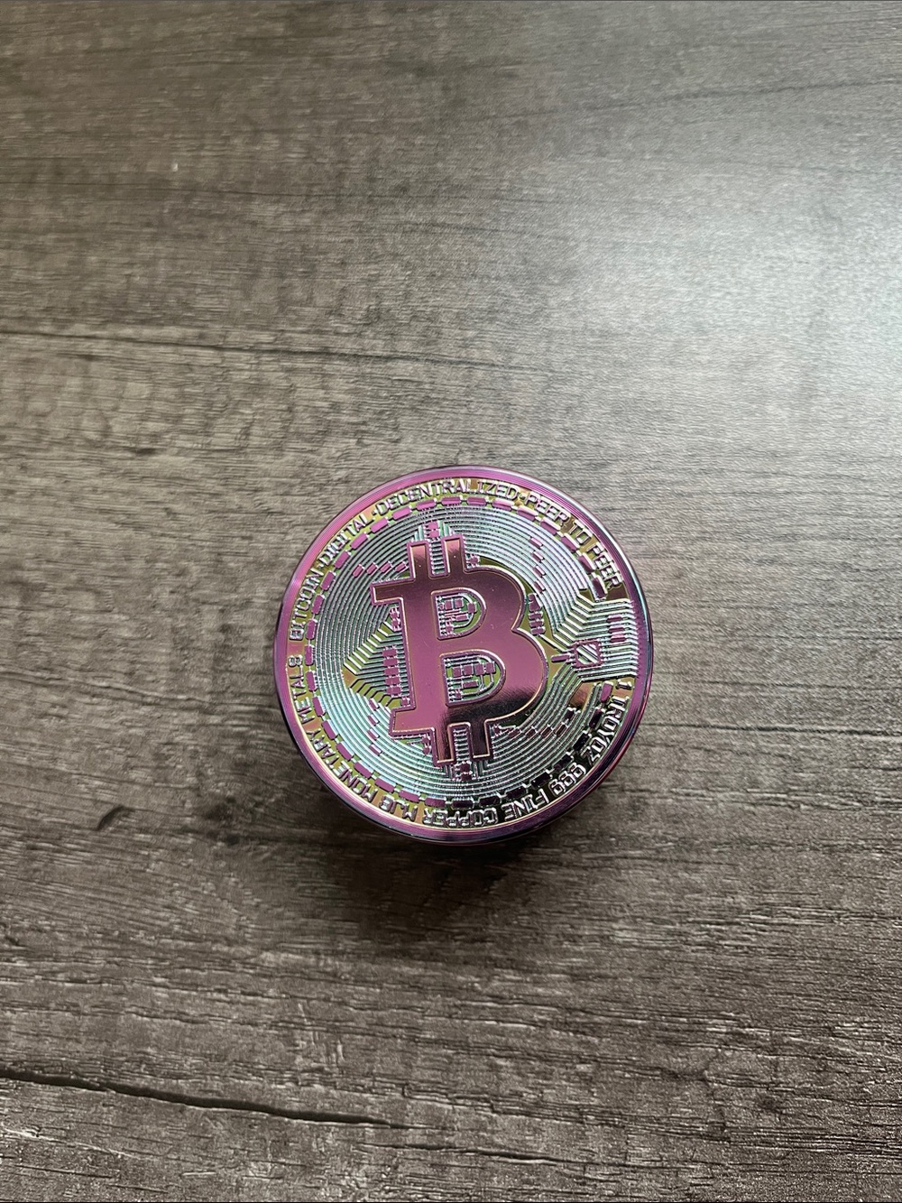 Iridescent Pink Bitcoin Coin Display
